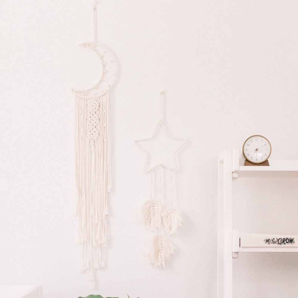 Star Feather Macrame Wall Decor, Natural, Home, Office, Wedding, Baby Shower